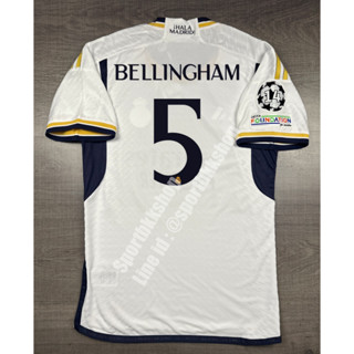 [Player] - เสื้อฟุตบอล รีล มาดริด Home เหย้า 2023/24 เกรดนักเตะ อาร์ม UCL เบอร์ชื่อ 5 BELLINGHAM