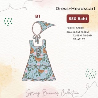 BabenistA Spring Bunnies : B01 Dress + Head Scarf - Blue