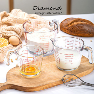 ❤ Diamond Coffee แก้วชงกาแฟ ถ้วยตวงแก้ว  ทนทาน สามารถเข้าไมโ…