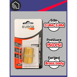 EUROX ข้อต่อ บุชชิ่ง ตัวผู้ 3/4 -ตัวผู้ 3/4  สีทอง Bushing Adapter 3/4M-3/4M , Pressure 150 psi [MM66]