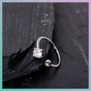 [petite by PRAKYRE] Geomatric Round Diamond Ring - แหวนมินิมอลเกาหลี รูปวงกลม สีเงินประดับเพชร ปรับไซซ์ได้