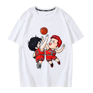 Anime slam dunk master Rukawa Maple Sakuragi Flower Road Mitsui Shou ผ้าฝ้ายแท้บางส่วนเสื้อยืดผู้ชายเสื้อผ้าลำลอง