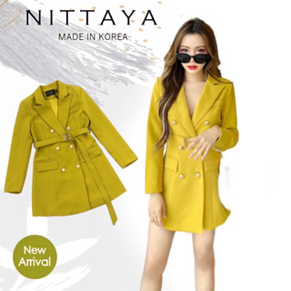 ราคาถูกที่สุด!! NITTAYA เดรสสูทแขนยาวกระดุมหน้ามาพร้อมกับเข็มขัด