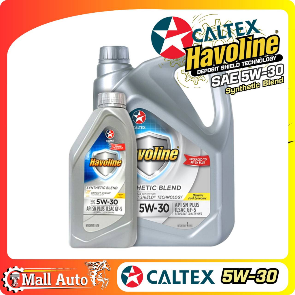 Caltex Synthetic Blend SAE 5W-30 น้ำมันเครื่อง เบนซิน กึ่งสังเคราะห์ **กดตัวเลือก ขนาด 4 ลิตร / 4+1 ลิตร