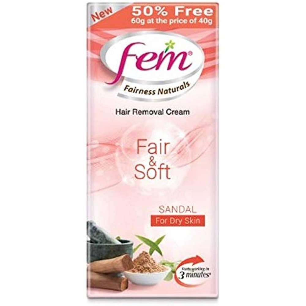Fem Fairness Naturals Sandal Fair & Soft Hair Removal Cream Dry Skin 60g