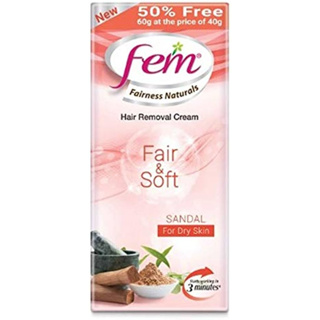 Fem Fairness Naturals Sandal Fair &amp; Soft Hair Removal Cream Dry Skin 60g