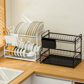 ชั้นเก็บจาน ที่คว่ำจานชาม ที่เก็บจาน ชั้นวางของในครัว dish drying rack 2 ชั้น พร้อมถาดรองน้ำ ระบายอากาศ ไม่อับชื้น	SB