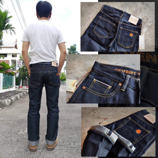 [ลิขสิทธิ์แท้] SEVENTYFOUR DENIM รุ่น สุริยัน กระบอกตรง 16oz. ริมแดง