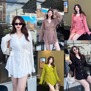 Mini dress เชิ้ตผูกโบว์ ป้ายMabel