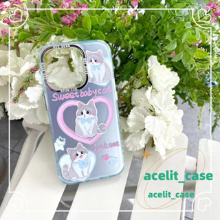 ❤️ส่งของขวัญ❤️ เคสไอโฟน 11 12 13 14 Pro Max รูปหัวใจ แมว แฟชั่น ความนิยม เรียบง่าย ระดับสูง Case for iPhone สไตล์วรรณศิล