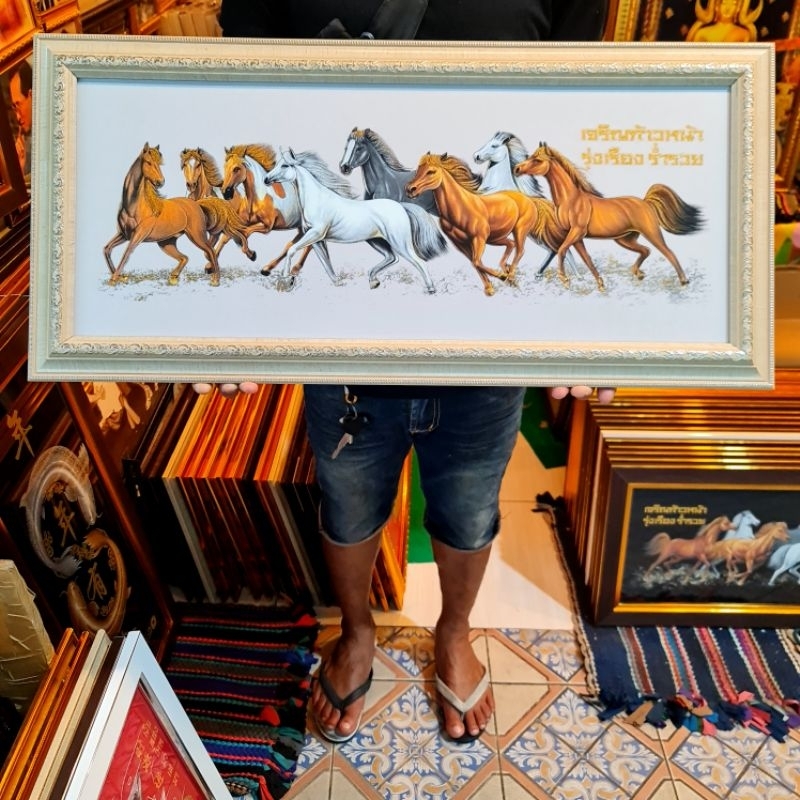 กรอบรูป ม้า ภาพม้า รูป ม้า8ตัว ภาพม้ามงคลเรียกทรัพย์ ภาพม้าวิ่ง ภาพม้าแปดตัว เสริมฮวงจุ้ย ของขวัญ ของที่ระลึก ของชำร่วย