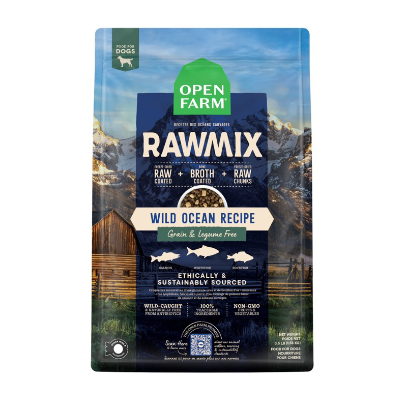 อาหารสุนัข Open Farm สูตร Raw Mix Grain & Legume Free Wild Ocean Recipe ขนาด 1.58 kg