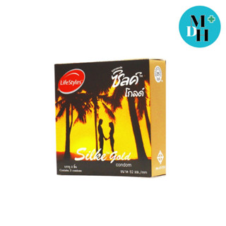 Lifestyles Silke Gold Condom ไลฟ์สไตล์ ซิลค์ ทอง #3ชิ้นต่อกล่อง (09940)