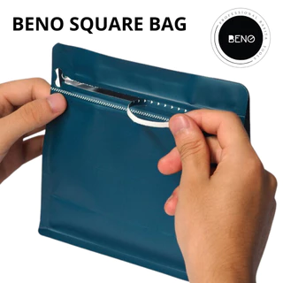 BENO SQUARE BAG ถุงซิปใส่กาแฟ มีวาวล์ระบายแก๊ส เหมาะสำหรับแพ็คกาแฟ ก้นตั้ง จีบข้าง 100-500 กรัม 50 ใบ ออกใบกำกับภาษีได้