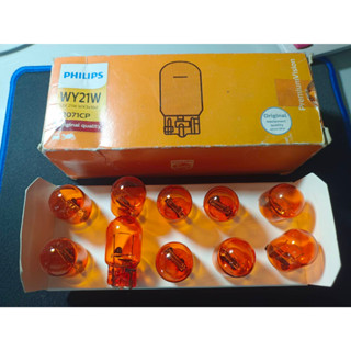 PHILIPS 12V T20  WY21W  หลอดไฟท้ายแบบเสียบ 1 จุด สีส้ม ฟิลิปส์  ( 12066CP  ) # หลอดไส้ # ราคาต่อ 1 หลอด# MADE IN JAPAN