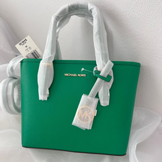 💚แท้💯 พร้อมส่ง💚MK Michael Kors 35T9GTVT0L JET SET TRAVEL EXTRA-SMALL LOGO TOP-ZIP TOTE BAG