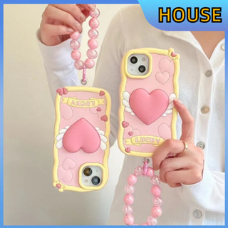 💲คูปองเคลม💲เคสไอโ case for iphone 11 12 หัวใจมีปีก เพิ่มห่วงโซ่ เคส 14 13 12 11 pro max ซิลิโคนนิ่ม ป้องกันการตก