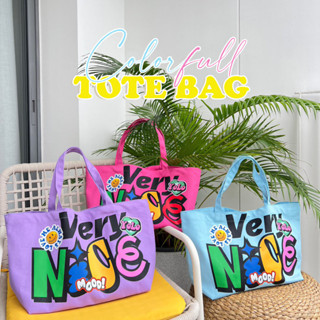 TOTE BAG #กระเป๋าผ้าแคนวาส สีด มีกระดุมแป๊ก ต้อนรับ summer