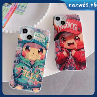 คูปองเคลม🎀เคสไอโ case for iphone 11 12 การ์ตูนแนวปิกาจู บุคลิกภาพ เคส 14 13 12 11 pro max เคสมือถือกันกระแทก