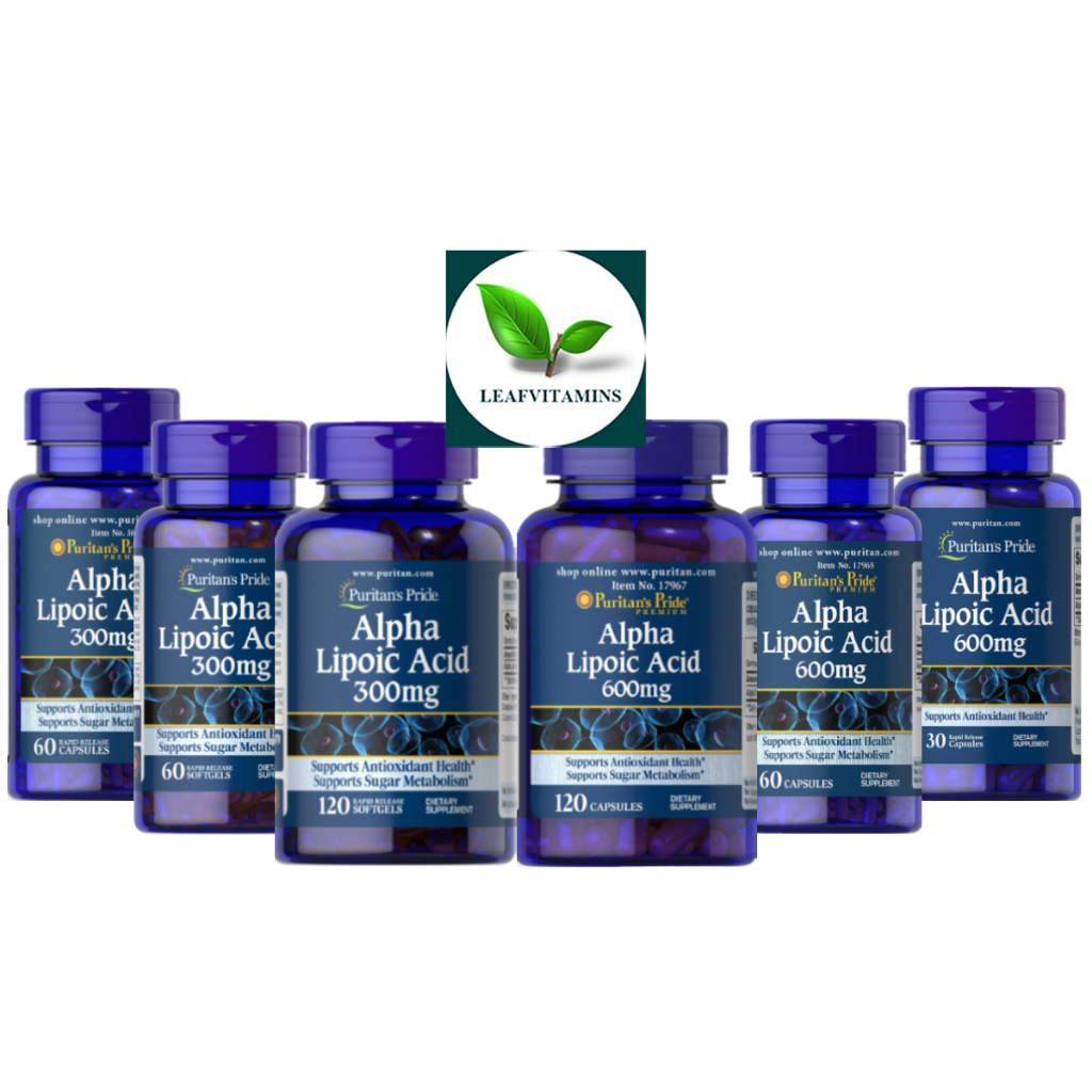 Puritan’s Pride Alpha Lipoic Acid 300 mg ,600 mg./30 caps,60caps,120 caps.