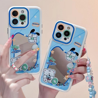 💕พร้อมส่ง💕iPhone 14 13 12 11 Pro Max เคส for เคสไอโฟน11 บางเบาพกพาง่าย น่ารัก การ์ตูน กระจกเงา แฟชั่น ลูกสุนัข Case