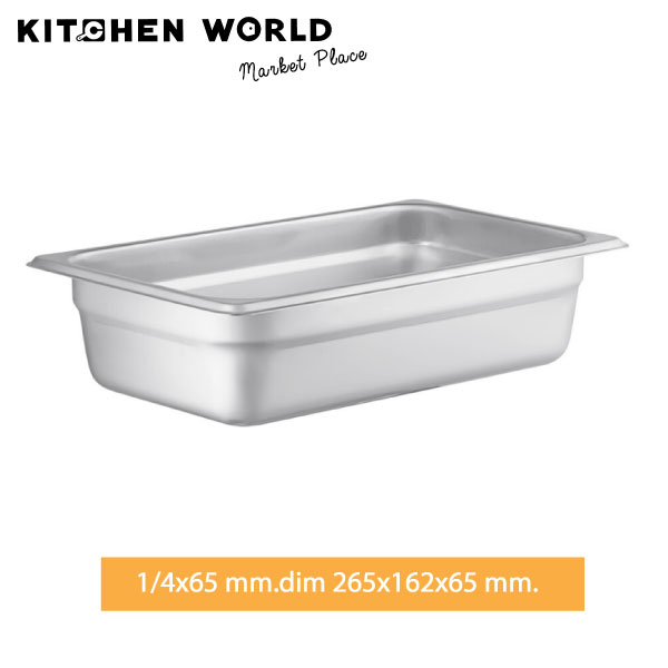 Stainless Steel Service Pan GN 1/4 Size dim 265x162 / GN Tray ถาดสำหรับใช้ในครัว ถาดสแตนเลส