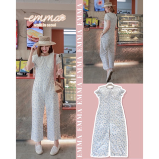 🌈🌿🌼🌸🌺🧡🇰🇷  Cotton Floral Frill Collar Jumpsuit Long Pant