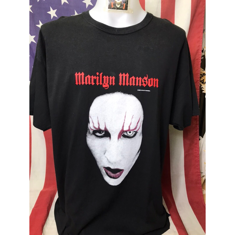 เสื้อวง Marilgn Manson สีดำ (หน้าขาว)