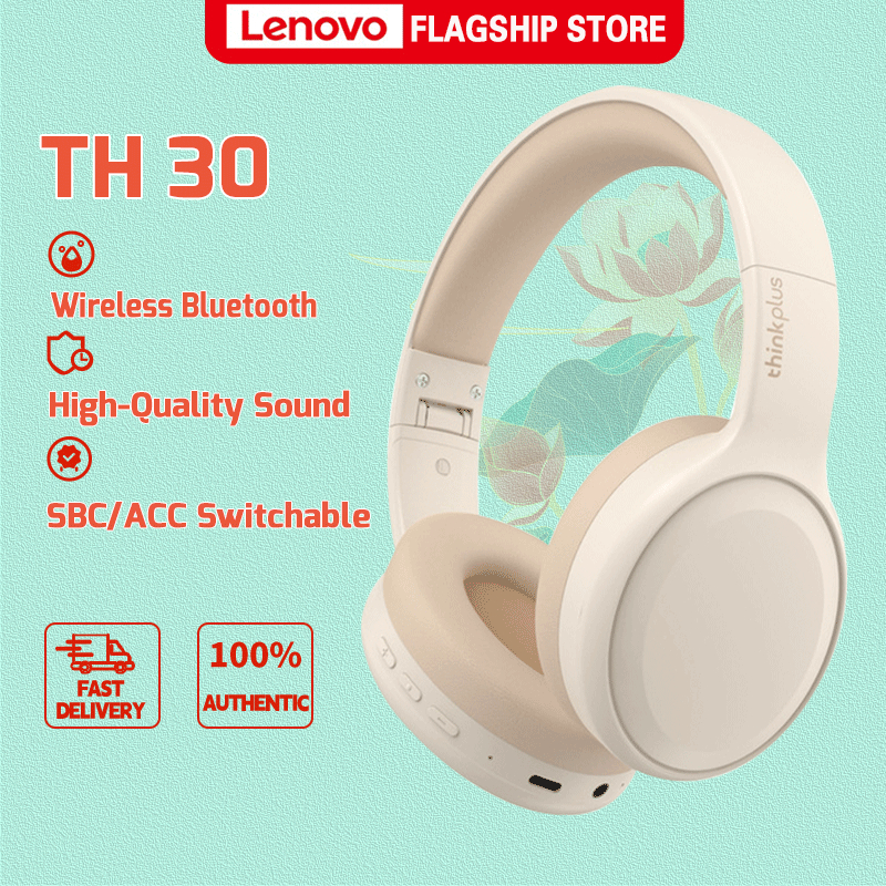 LENOVO TH30 หูฟังแบบหมวก หูฟังไร้สายเร็วเชื่อม หมีดเสียงกระจาย 5.1 พร้อมไมโครโฟน สำหรับเกมและเพลง