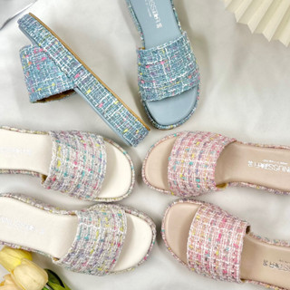 🍭รุ่นลอลลิพอพ🍭 ส้นสูง1.5นิ้ว ผ้าทวิตสีพลาสเทล น่ารักทุกสี คว…