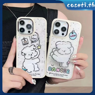 คูปองเคลม🎀เคสไอโ case for iphone 11 12 ชุบกรอบลูกสุนัขน่ารัก เคส 14 13 12 11 pro max เคสมือถือกันกระแทก