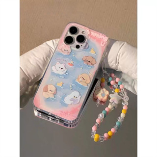 สต๊อคไทย พร้อมส่ง #เคสไอโฟน iphone 11-14Promax 🌸เคสลายน้องหมาเล่นน้ำ+สายคล้อง