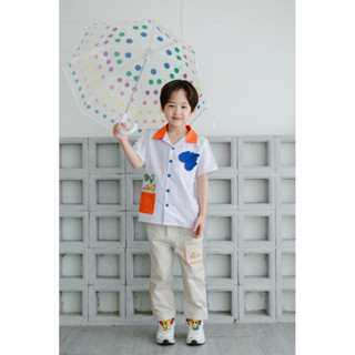 Little Hug เสื้อเชิ้ตลายตาราง กางเกงขายาวกุ๊นสลับสี (LB03)