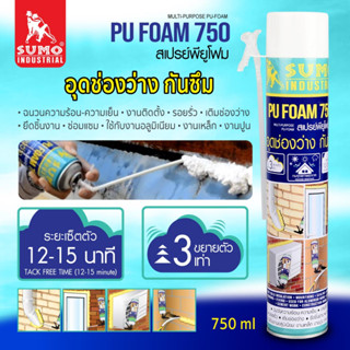 สเปรย์พียูโฟม สเปรย์โฟมอุดรอย โฟมอุดช่องว่าง SUMO PU FOAM รุ่น 750