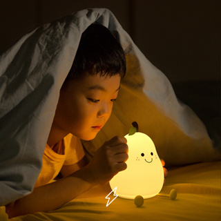 การ์ตูน Pear ซิลิโคนไฟ LED NightLight ข้างเตียงตกแต่งชาร์จเปลี่ยนสีบรรยากาศโคมไฟสำหรับเด็กวันหยุดของขวัญ