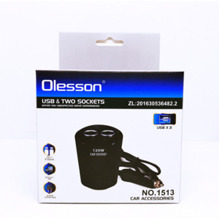 Olesson No.1513 อุปกรณ์เสริมเพิ่มที่ชาร์จในรถยนต์ ช่องเสียบ USB 2 ช่อง 5V/3.1A + ช่อง 2 ช่อง DC 12-24V 120W ใครยังไม่ลอง