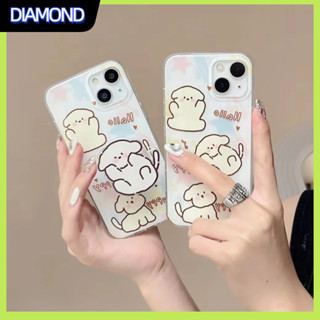 💲คูปองเคลม💲เคสไอโ case for iphone 11 12 ลูกหมาน่ารักพร้อมขาตั้ง เคส 14 13 12 11 pro max ซิลิโคนเหลวป้องกันการตกหล่น