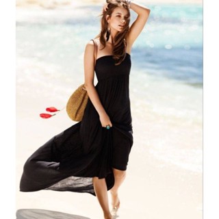 H : Black Strapless  Maxi Dress