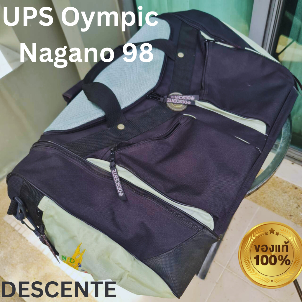 กระเป๋าสะพายไนล่อน DESCENTE สำหรับผู้ชาย สำหรับเดินทางมาพร้อมสาย เล่นกีฬา ของสะสมมือสองของนักกีฬาโอลิมปิคปี 98