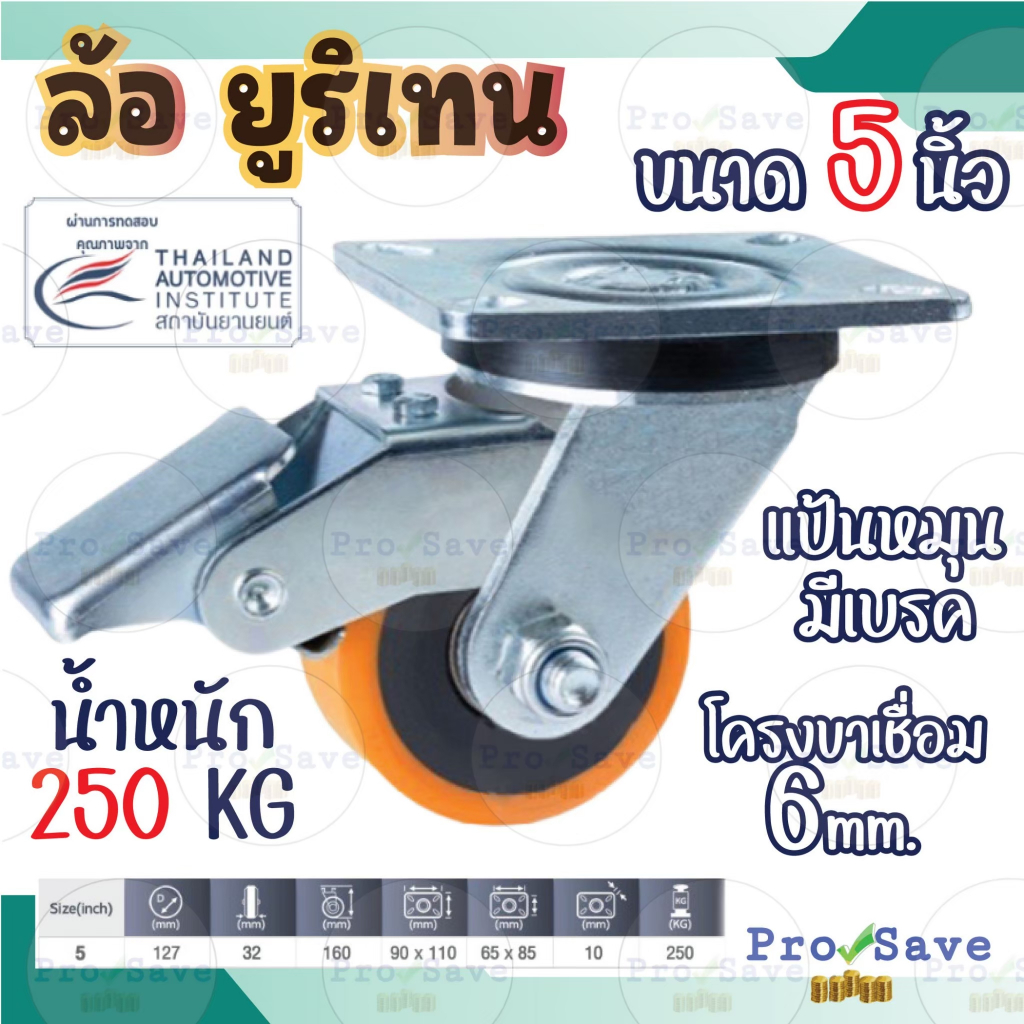🔥ถูกสุด🔥 Mr.Wheel ล้อยูริเทน ขาเงิน ล้อรถเข็น 5 นิ้ว โครงขาเหล็กเชื่อม 6mm แข็งแรง ทนทาน ล้อ 5" ล้อ 