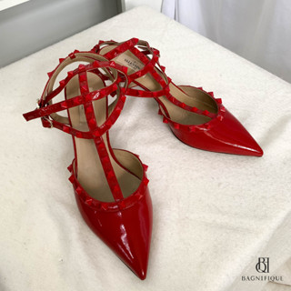 VALENTINO ROCKSTUD 41 RED VERNIS GHW