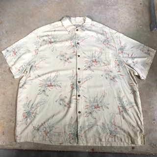 เสื้อฮาวาย Vtg.Hawaii Shirt CARIBBEAN MADE IN CHINA Sz.3X 70% SILK 30% COTTON