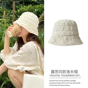 พร้อมส่งจากไทย หมวกบักเก็ต สไตล์มินิมอล หมวกแบบจ้าวลู่ซือzhaolusi ลายตารางนูน สายแฟชั่น﻿ ผ้านุ่มไม่ร้อน ใส่เที่ยวถ่ายรูป