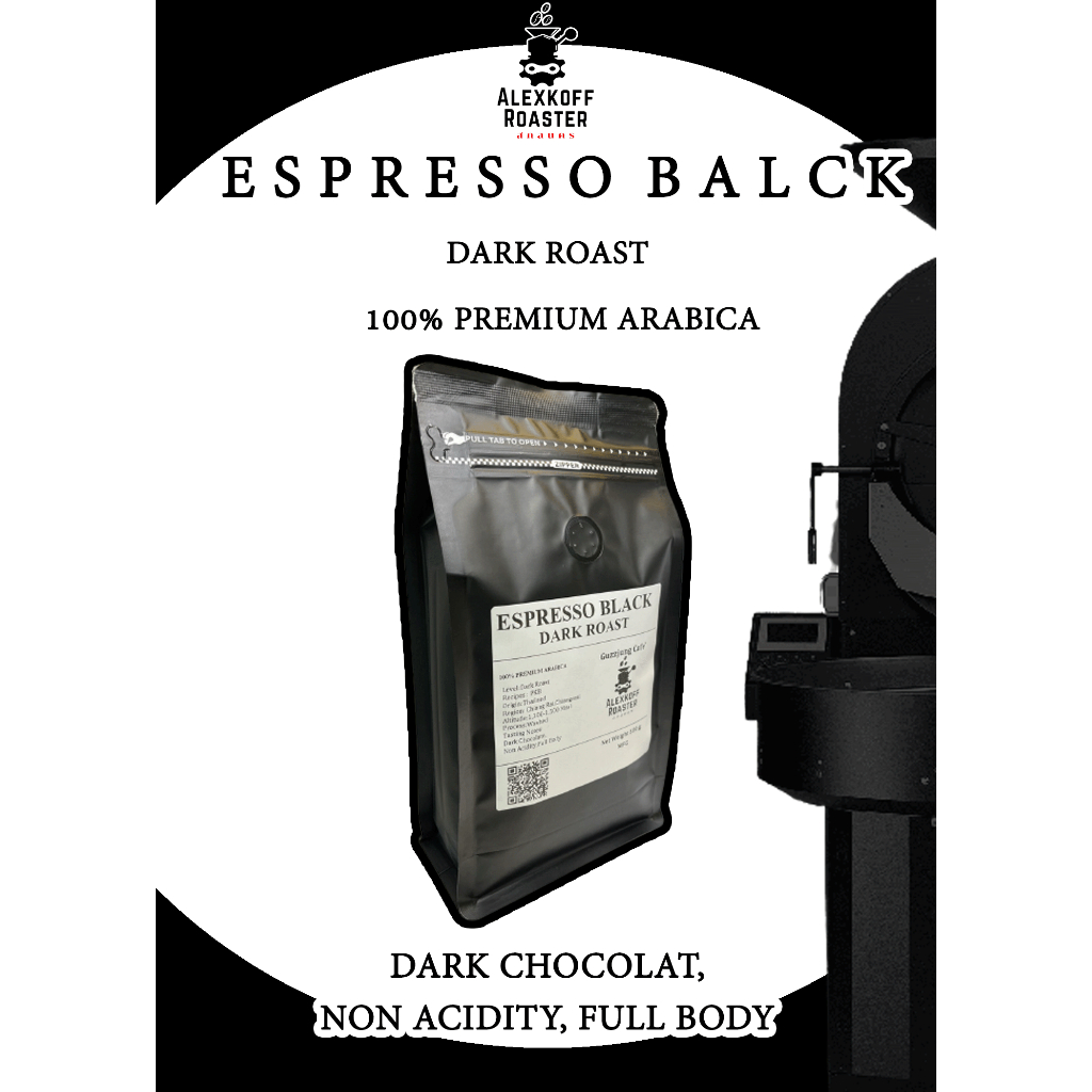Espresso Black เมล็ดกาแฟคั่วเข้มขนาด 500กรัม. ราคา ถูกที่สุด ดีลบีเคเค