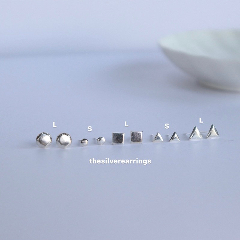 silver 925, ต่างหูเงินแท้ : งานเกลี้ยงนูนขาว