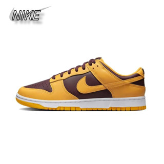 Nike Dunk Low "Arizona State" Classic Arizona รองเท้าผ้าใบกันลื่นน้ำหนักเบาต่ำด้านบนสีเหลืองไวน์แดงของแท้ 100%