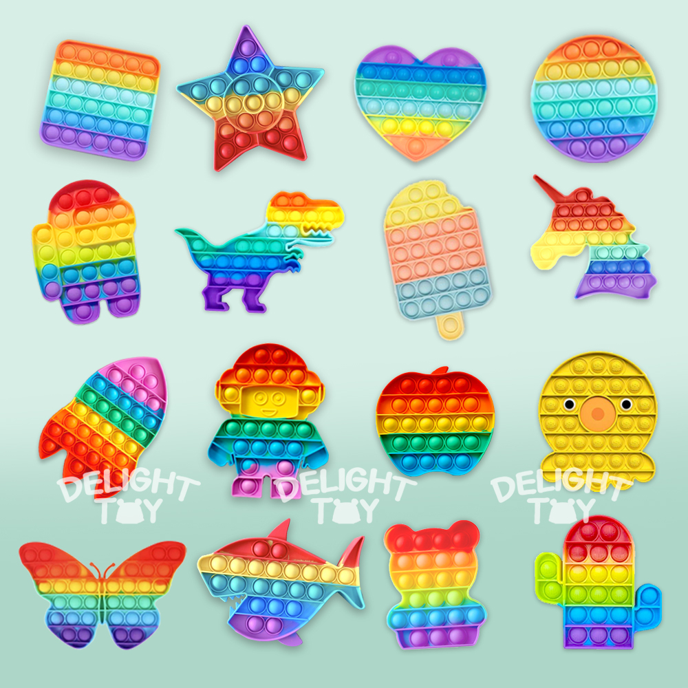 🌈ร้านไทย🌈 pop it ของเล่นกดปุ่ม Pop It ป๊อปอิด สีรุ้ง รุ่นหนาอย่างดี ช่วยคลายเคลียด ฝึกกล้ามเนื้อมัดเล็ก