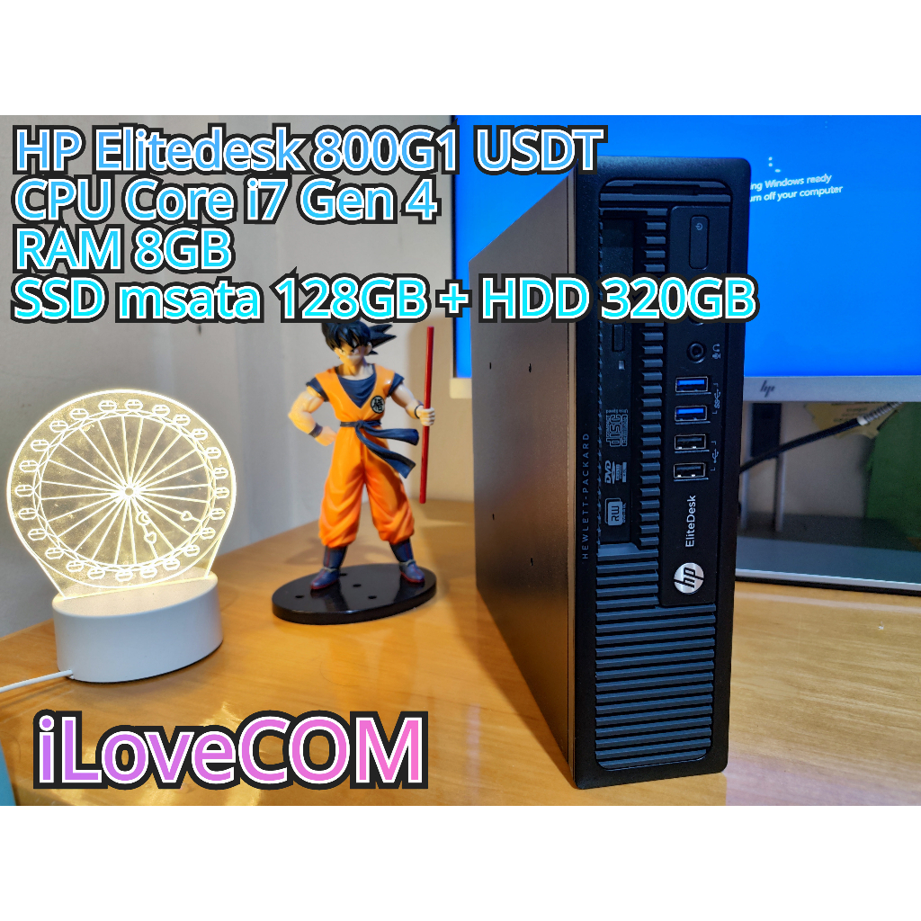 คอมพิวเตอร์มือสอง  HP Elitedesk 800G1 USDT : CPU Core i7 Gen 4 / RAM 8GB / SSD msata 128GB + HDD 320GB