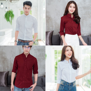 (ราคาต่อตัว) 10สี เสื้อเชิ้ต*คอจีน*แขนยาว แบรนด์พอดีตัว   (ราคาต่อตัว)