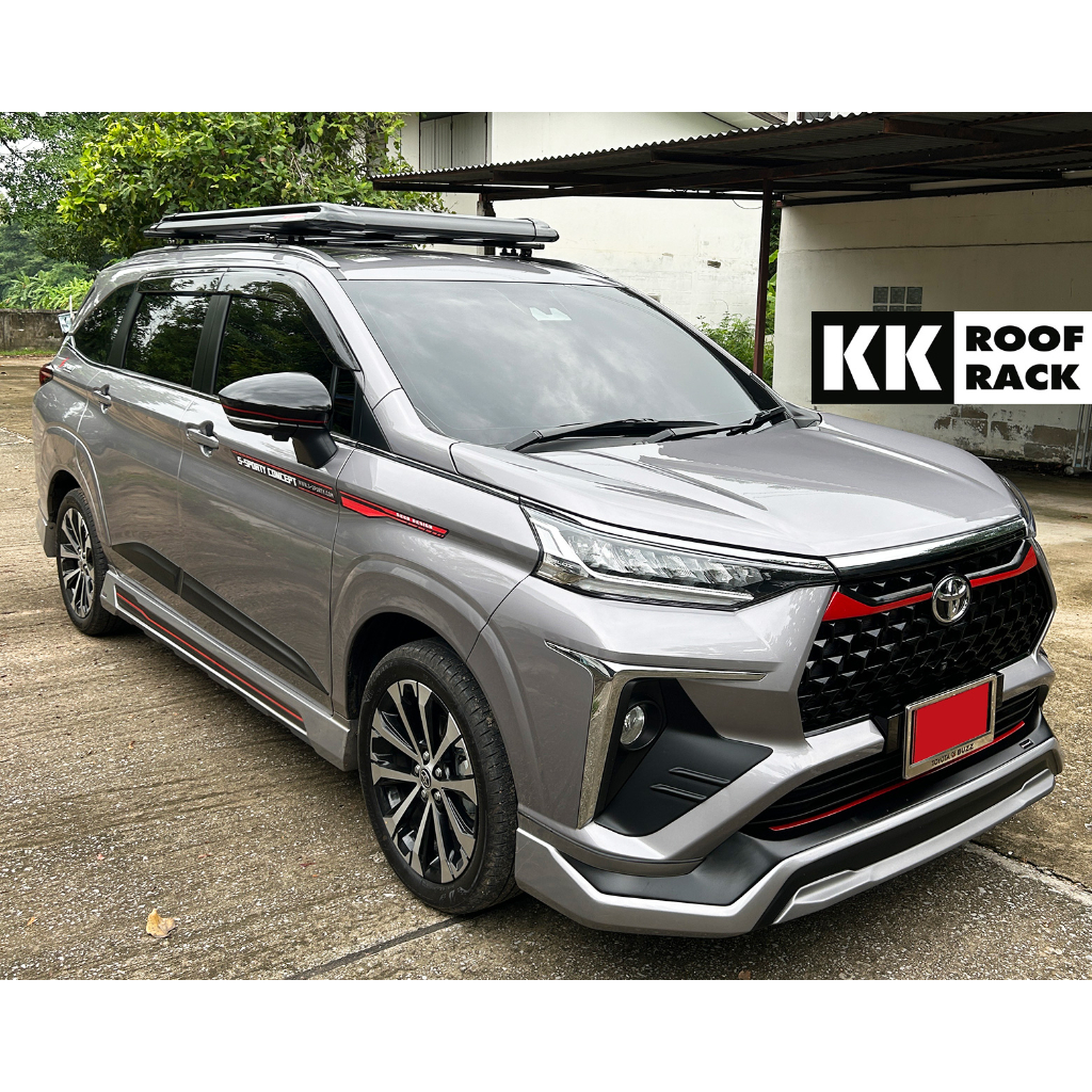แร็คหลังคา สำหรับ Toyota Veloz คานพร้อมถาด Carryboy + ขาแร็ค KK
